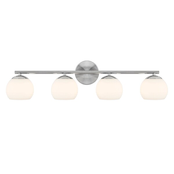 Designers Fountain Moon Breeze 32.5in 4-Light Polished Nickel Modern Indoor Vanity Light with Etched Opal Glass Shades D251H-4B-PN - main